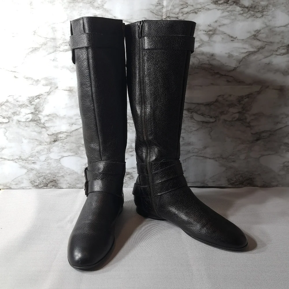 Enzo Angiolini Women's Tall‎ Boots Black Leather Eazenzi Size 9M Riding Boots